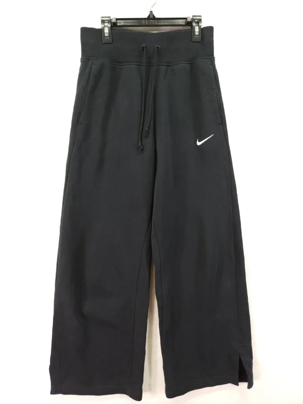 Nike Women Size Small Black Fleece Wide Leg Sweatpants High Rise Cozy Loungewear